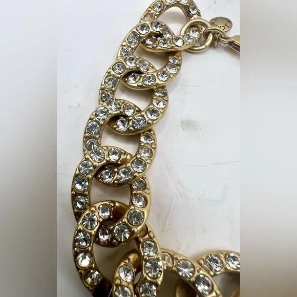 J. Crew Gold and Rhinestone Accented Link Bracelet - Picture 2 of 4